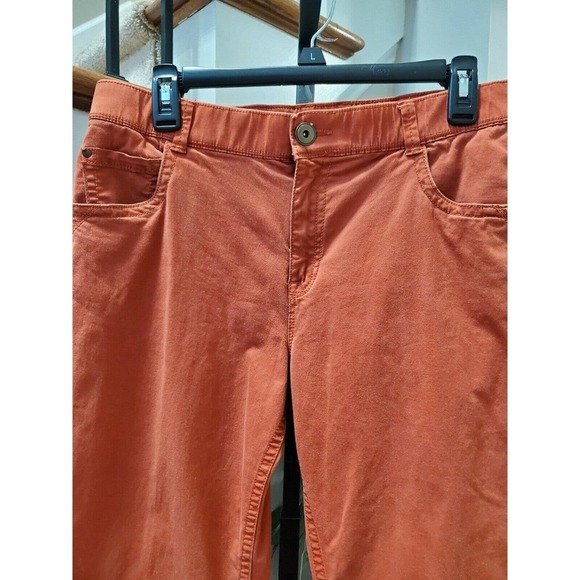Kim Rogers Women's Orange Cotton Mid Rise Pull on Straight Legs Pant Size 12 - Picture 2 of 9